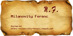 Milanovity Ferenc névjegykártya